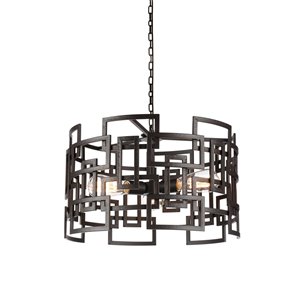 CWI Lighting Litani 3 Light Down Chandelier - Brown finish