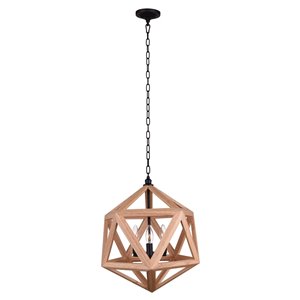 CWI Lighting Lante 3 Light  Pendant with Black & Wood finish