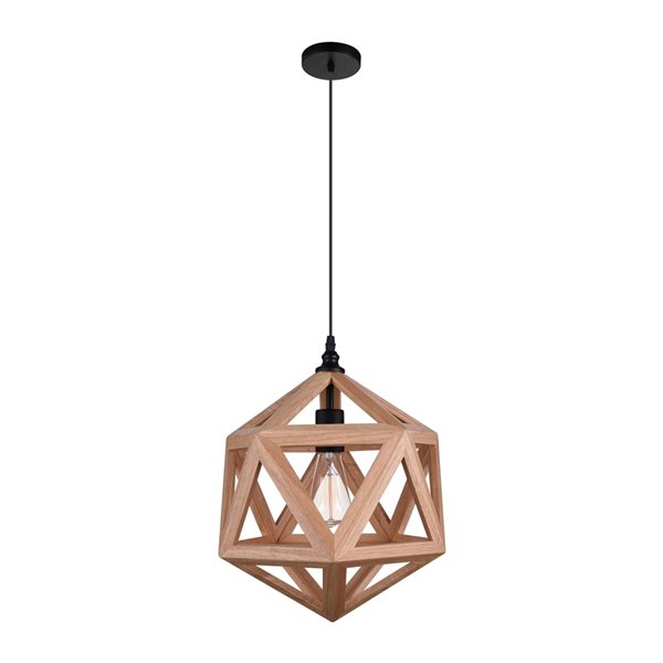 CWI Lighting Lante 1 Light  Pendant with Black & Wood finish