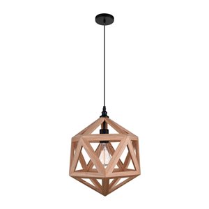 CWI Lighting Lante 1 Light  Pendant with Black & Wood finish