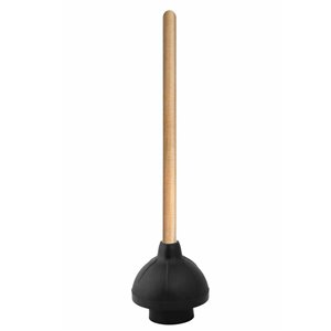 Superio Toilet and Sink Plunger with Wooden Handle - 12-in