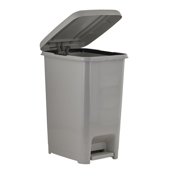 Superio Trash Can - Step Lid - 21-in - 42-L - Light Grey