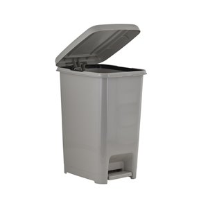 Superio Trash Can - Step Lid - 15.5-in - 16-L - Light Grey
