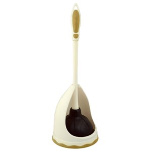 Superio Toilet and Sink Plunger with Holder - Plastic Handle - 12-in