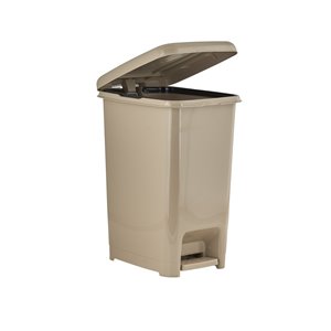Superio Trash Can - Step Lid - 15.5-in - 16-L - Beige