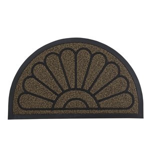 Superio Door Mat - Semicircle - 17-in x 29-in - Brown/Black