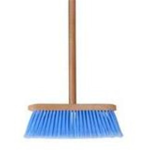 Superio Wood Broom with Blue Synthetic Bristles