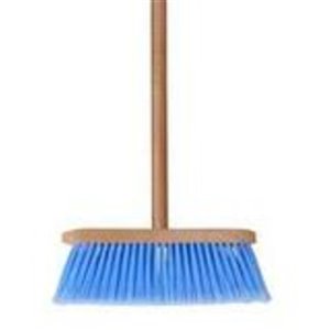 Superio Wood Broom with Blue Synthetic Bristles