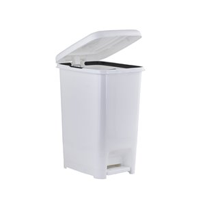 Superio Trash Can - Step Lid - 15.5-in - 16-L - White