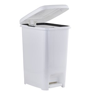 Superio Trash Can - Step Lid - 24.5-in - 64-L - White
