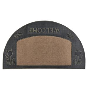Paillasson en demi-cercle de Superio, 17 po x 29 po, beige/gris