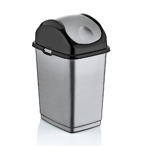 Superio Trash Can - Swing/Push Lid - 8.5-in - 5-L - Metal Grey