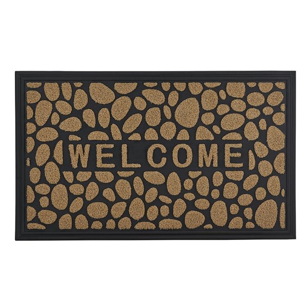 Superio Door Mat - Stone Pattern - 17-in x 29-in - Beige/Black