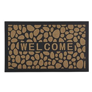 Superio Door Mat - Stone Pattern - 17-in x 29-in - Beige/Black