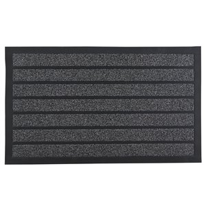 Superio Striped Door Mat - Rectangular - 17-in x 29-in - Grey