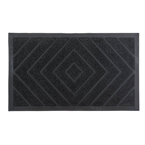 Paillasson rectangulaire de Superio, motif de diamants, 17 po x 29 po, noir