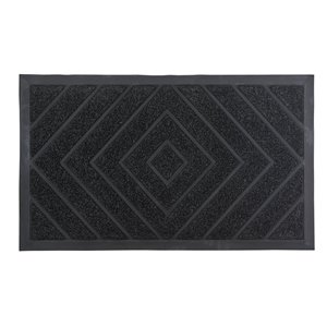 Paillasson rectangulaire de Superio, motif de diamants, 17 po x 29 po, noir