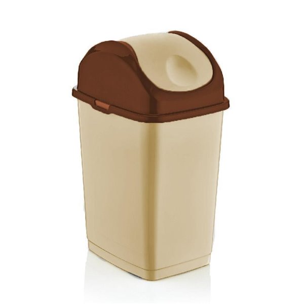 Superio Trash Can - Swing/Push Lid - 10.5-in - 10-L - Beige/Brown