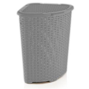 Superio Palm Luxe Corner Laundry Hamper with Lid - 23-in x 16-in - Grey
