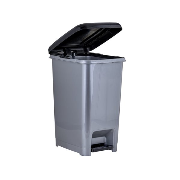 Superio Trash Can - Step Lid - 15.5-in - 16-L - Grey