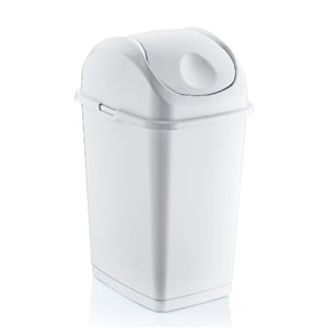 Superio Trash Can - Swing/Push Lid - 8.5-in - 5-L - White