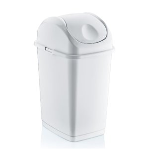 Superio Trash Can - Swing/Push Lid - 14-in - 18-L - White