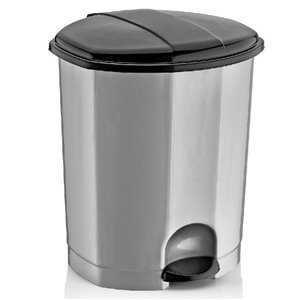 Superio Trash Can - Step Lid - 18-in - 50-L - Metal Grey