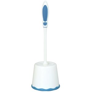Superio Toilet Brush with Plastic Brush Holder - White