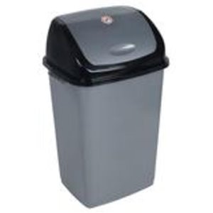 Superio Trash Can - Swing/Push Lid - 21.5-in - 50-L - Steel Grey