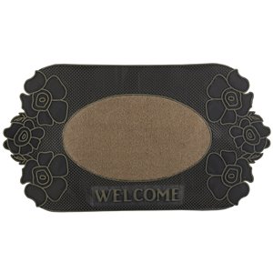 Superio Door Mat - Oval - 17-in x 30-in - Beige/Black