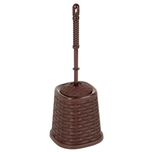 Superio Toilet Brush with Brush Holder - Wicker Style - Brown