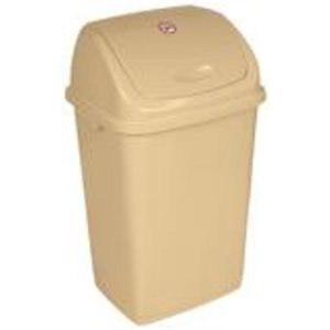 Poubelle à couvercle pivotant de Superio, 50 L, 21,5 po, beige