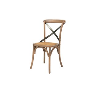 LH Imports Bistro Cross Back Chair - 19.75-in - Natural Wood - Set of 2