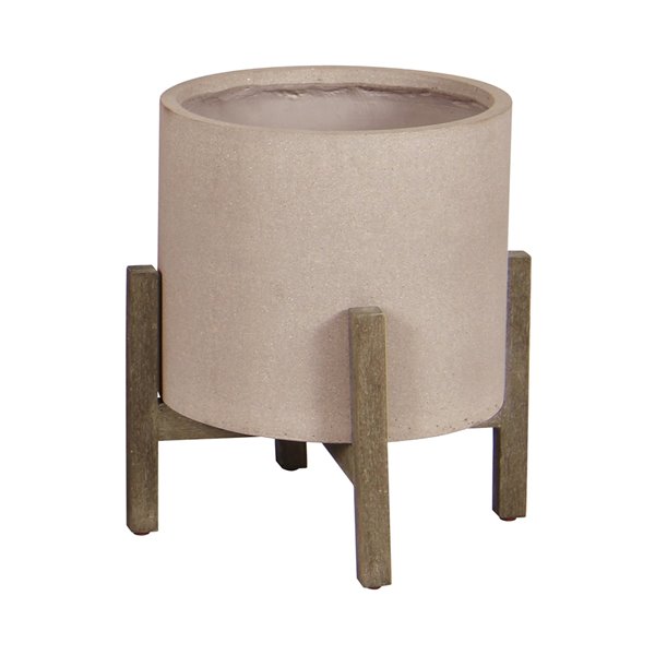 LH Imports Patio Round Standing Pot - 10 x 10 x 11-in - Beige