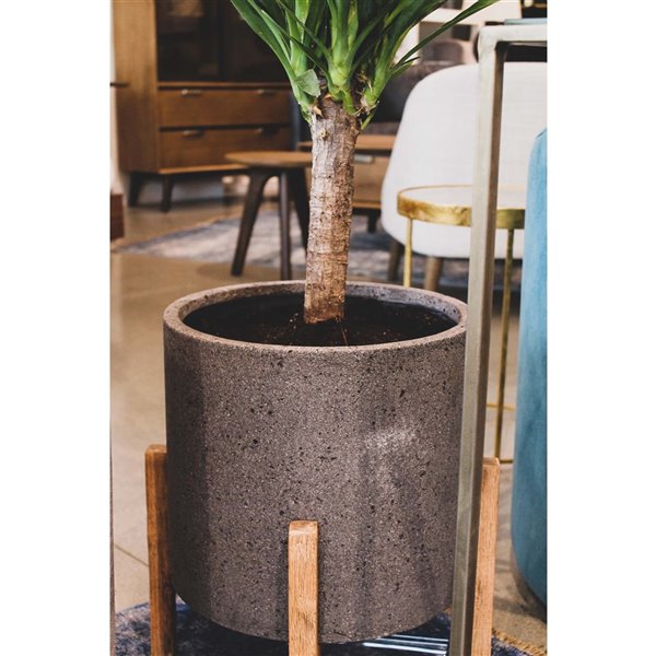 LH Imports Patio Round Standing Pot - 13.5 x 13.5 x 12.2-in - Grey