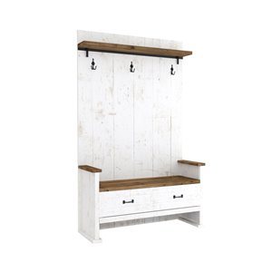 LH Imports Provence Hall Bench with 2 Drawers - 40.5-in x 74-in - Antique White