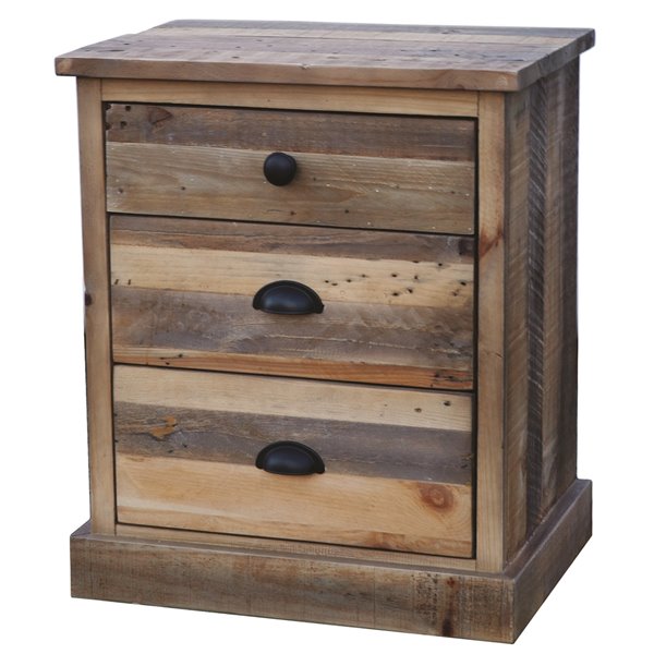 LH Imports Campestre Country Nightstand - 3-Drawer - 20-in - Natural Rustic Wood