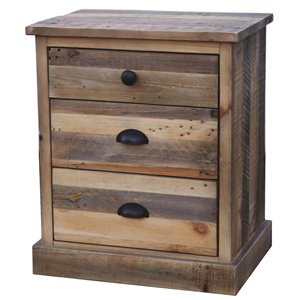 LH Imports Campestre Country Nightstand - 3-Drawer - 20-in - Natural Rustic Wood