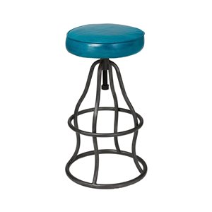 LH Imports Bowie Bar Stool -  26-in - Blue Leather