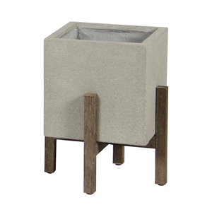 LH Imports Patio Square Standing Pot -11.3 x 11.3 x 11 in - Light Grey