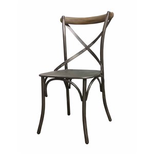LH Imports Bistro Metal Crossback Chair - 19.3-in - Black - Set of 2
