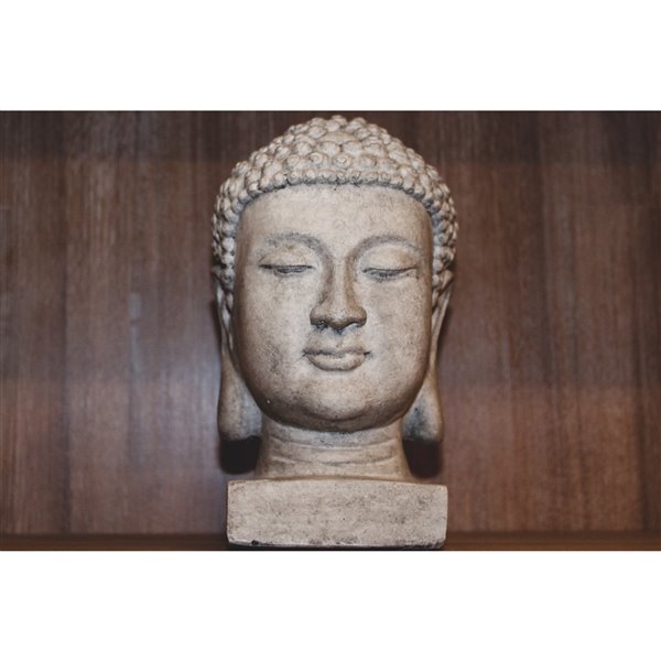 LH Imports Patio Statue - Buddha Head - Light Grey