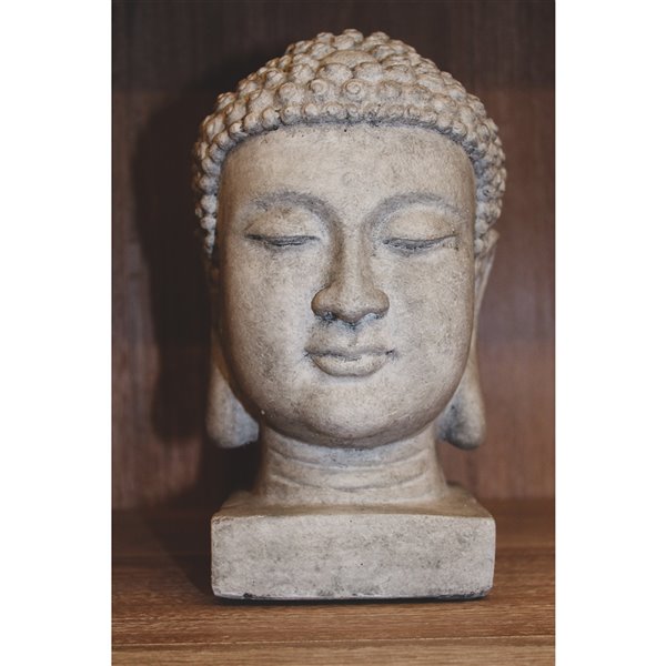 LH Imports Patio Statue - Buddha Head - Light Grey