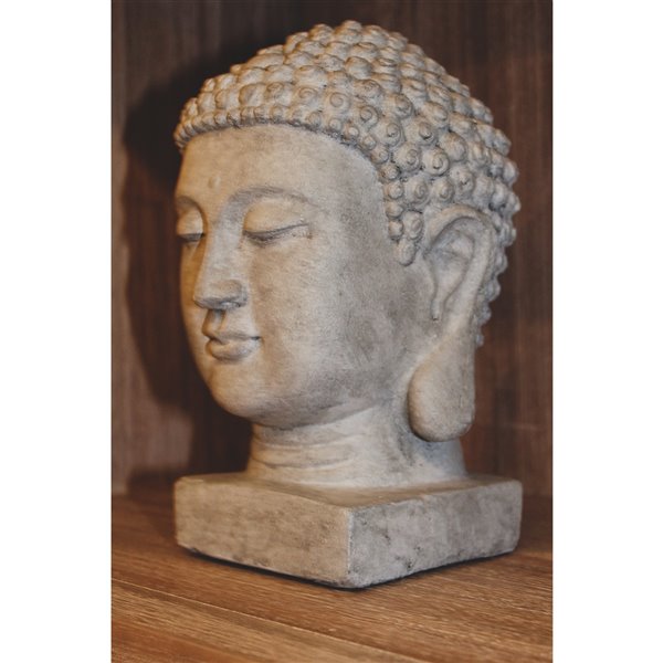 LH Imports Patio Statue - Buddha Head - Light Grey