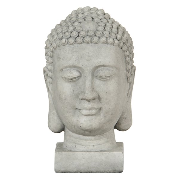 LH Imports Patio Statue - Buddha Head - Light Grey