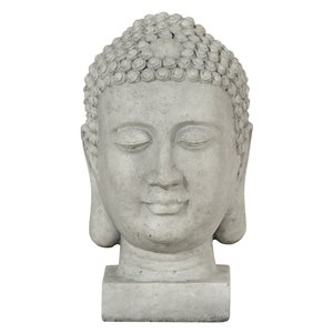 LH Imports Patio Statue - Buddha Head - Light Grey