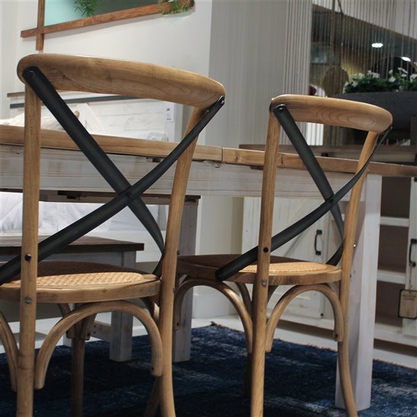 LH Imports Bistro Cross Back Chair - 19.75-in - Natural Rustic Wood - Set of 2