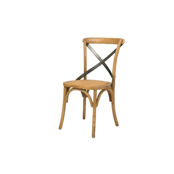 LH Imports Bistro Cross Back Chair - 19.75-in - Natural Rustic Wood - Set of 2