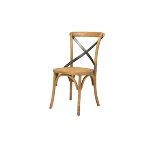 LH Imports Bistro Cross Back Chair - 19.75-in - Natural Rustic Wood - Set of 2