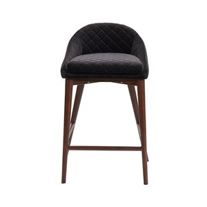 LH Imports Mila Counter Stool - 24-in - Black Velvet - Set of 2